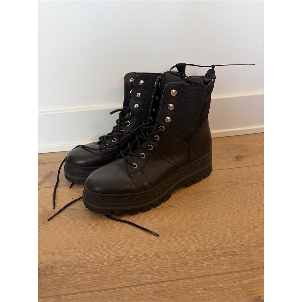 Marc Fisher Sashia Platform Combat Boot Sz 8.5 Black‎ Platform Chunky Y2K NEW